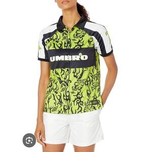 Umbro Soccer Jersey Womens S Sublimated Tribal‎ Green Black Aztec Button No 10